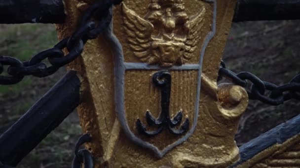 Old Coat Arms Odessa Cast Iron Stairs Opera Ballet Theater — Stock Video