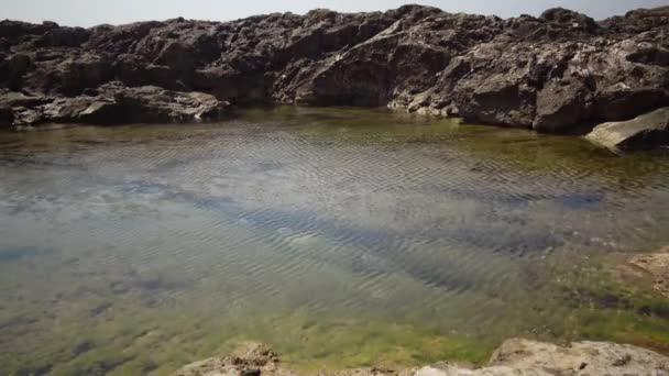 保加利亚黑海水域附近岩石海岸上的海岸浴池 — 图库视频影像