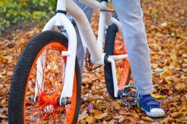 Vücut yarı insan Onun Bisiklet ve doğa arka plan ile. Kavram ve fikir.