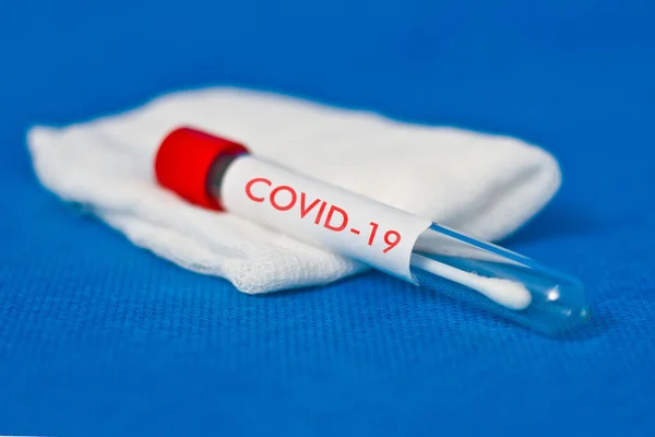 Tubo Ensayo Gasa Análisis Del Coronavirus Etiquetado Como Coronavirus — Foto de Stock