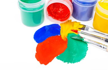 Renk boya konturları beyaz, vektör illus izole fırçaları ile