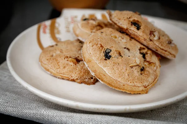Oatmeal raisin cookies on plate