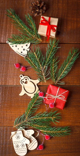 Natal decoração de madeira caseira — Fotografia de Stock