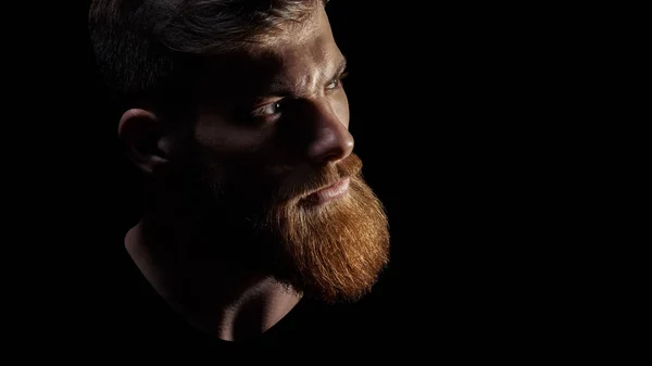 Close up image of serious brutal bearded man — Stock Photo, Image