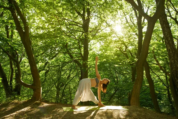 Young asian woman doing yoga in the park