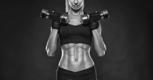 Fitness woman workout with dumbbells — Stock Photo, Image