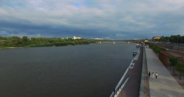 Panoramik bir yaz günü n Polonya eski kasaba Varşova. Havadan görünümü.