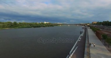 Panoramik bir yaz günü n Polonya eski kasaba Varşova. Havadan görünümü.