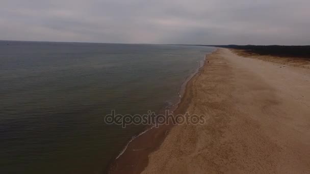 Балтийское Море Польше Вид Птиц Вид Песчаный Пляж Польша Ревал — стоковое видео