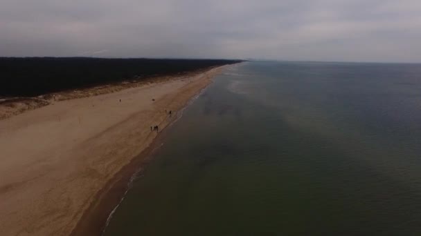 Балтийское Море Польше Вид Птиц Вид Песчаный Пляж Польша Ревал — стоковое видео