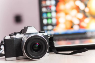 Retro fotoğraf makinesi ile güzel arka plan geri