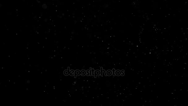 牧歌的なクリスマスの夜に またはクリスマス魔法の小宇宙をシミュレートする黒い背景に空気中の小さな白い粒子の流れ 240 Fps の速度で撮影 — ストック動画
