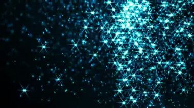 Yavaşça-mavi elmas tozu. Küçük parlak renkli parçacıklar yavaş yavaş ve düzensizce sihirli bir atmosfer yaratarak havada uçmak. Ağır çekim 240 fps hızında