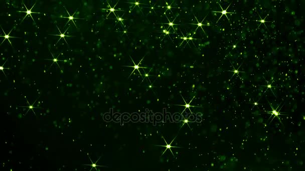 Invasion Emerald Dust Small Sparkling Colored Particles Slowly Chaotically Soar — Stock Video