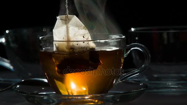 玻璃杯泡早茶 — 图库视频影像