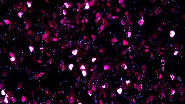 Celebrar Dia Dos Namorados Grande Número Confetes Coloridos Forma Corações — Vídeo de Stock