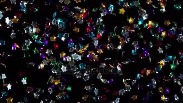 Блестящие Звезды Полёте Многоцветные Звёзды Медленно Летят Объектив Съемки Скорости — стоковое видео
