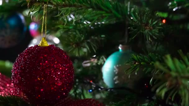 Decoraciones Para Navidad Año Nuevo Las Ramas Los Árboles Navidad — Vídeo de stock