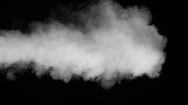 White Smoke Actively Streaming Active Jet White Smoke Flows Black — Stock Video