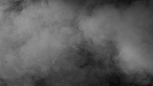白烟的云团向左移动 白烟洒在黑屏上 黑色背景上的白烟慢慢向左移动 并逐渐消散 — 图库视频影像