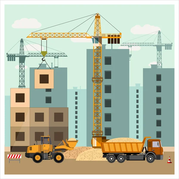 Construction site with equipment — Stock Vector