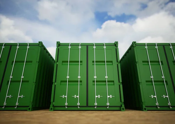 Green cargo containers — Stock Photo, Image