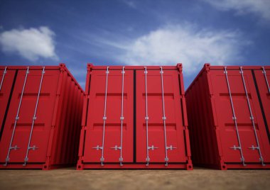 Red cargo containers clipart