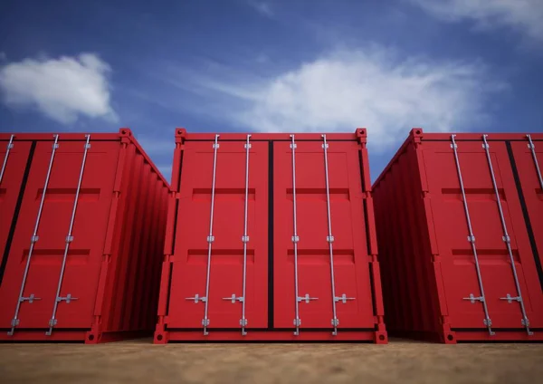 Červené nákladní kontejnery — Stock fotografie