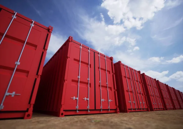 Rote Frachtcontainer Stockbild