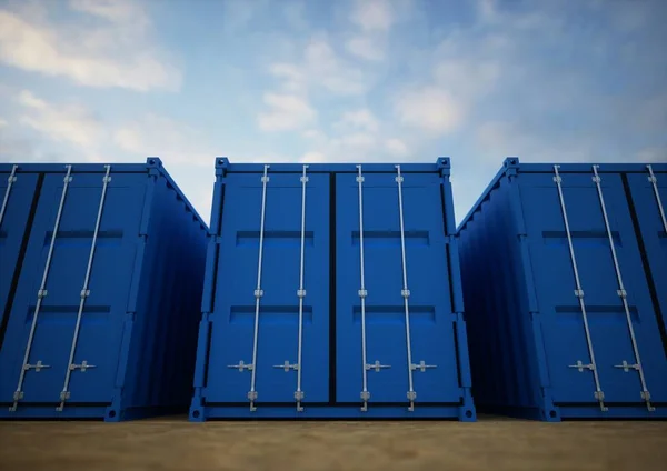 Blauwe cargo containers — Stockfoto
