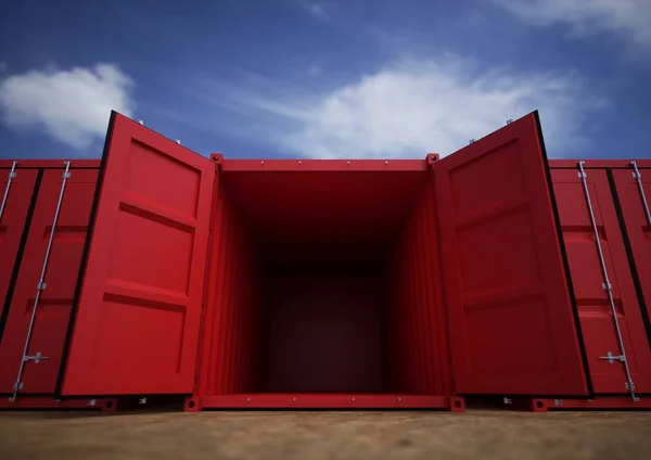 Contenedores de carga abiertos rojos —  Fotos de Stock