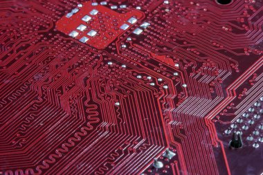 Makro ayrıntı bilgisayar anakart donanım kırmızı