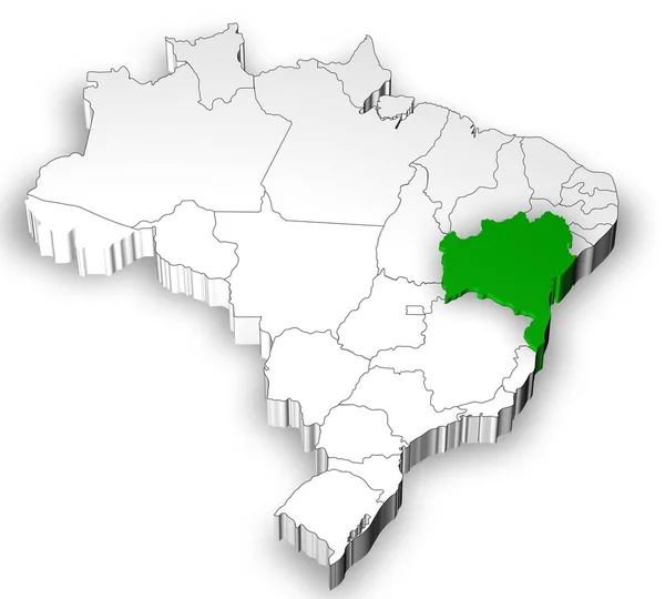 Brazilská mapa s státy oddělené — Stock fotografie