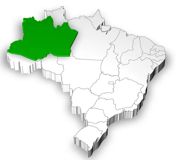 Brasiliansk kort med stater adskilt - Stock-foto