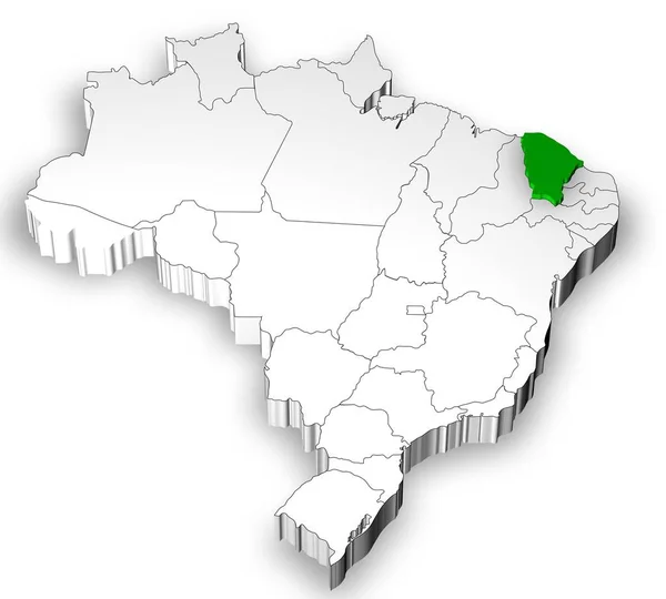 Карта Бразилии с разделенными штатами — стоковое фото