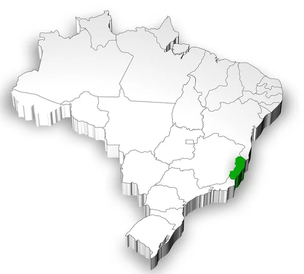 Brazilská mapa s státy oddělené — Stock fotografie