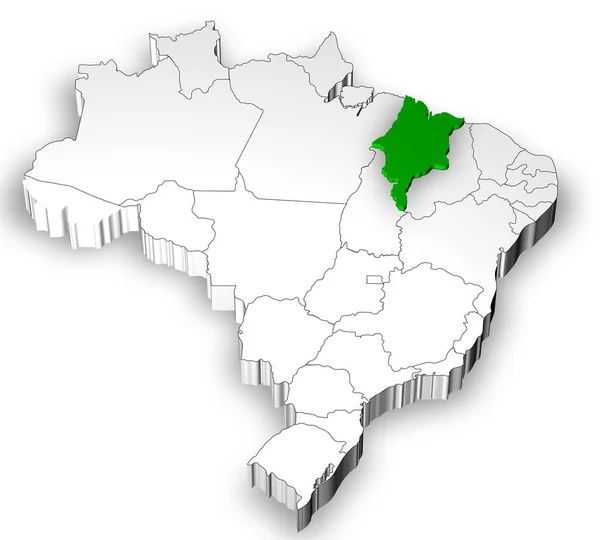 Brazilská mapa s státy oddělené — Stock fotografie