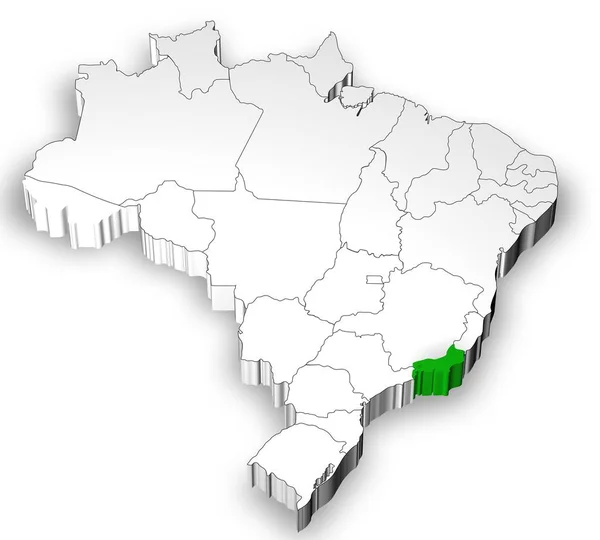 Brazilská mapa s státy oddělené — Stock fotografie