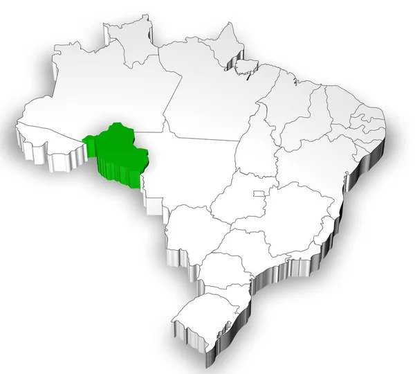 Brazilská mapa s státy oddělené — Stock fotografie