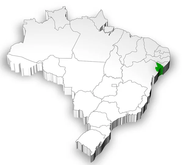 Brazilská mapa s státy oddělené — Stock fotografie