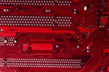 Makro ayrıntı bilgisayar anakart donanım kırmızı