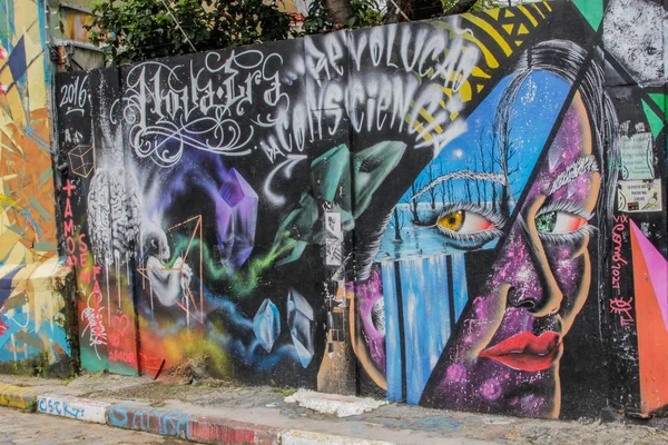 Graffiti of unidentified artist on the wall of the Batman Alley — Stock Photo, Image