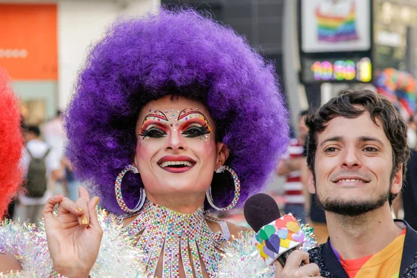 扮装皇后在同性恋骄傲游行骚圣保罗 21 — 图库照片