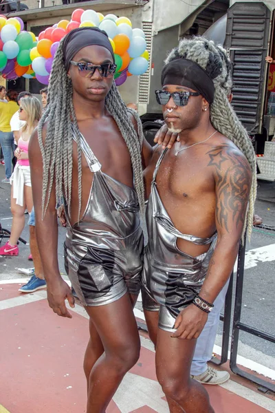 Young men at gay pride parade Sao Paulo — Stock Photo, Image