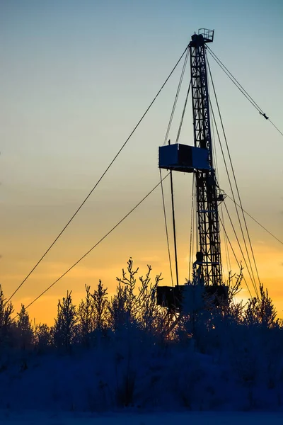 Plataforma Para Perforación Pozos Petróleo Gas Campo Siberiano — Foto de Stock