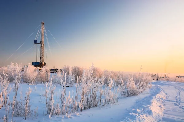 Rig for drilling oil and gas wells in the Siberian field