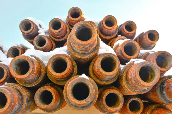 Pipes Drilling Oil Gas Wells Stacked Stack — Stock Photo, Image