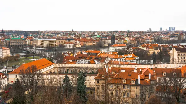 Panorama City Prague Old Part City Beautiful Roofs Shingles Ancient — Stock Photo, Image