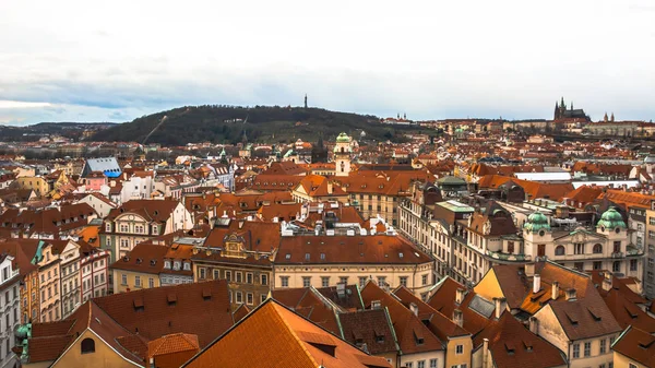 Panorama Prague Vieille Partie Ville Beaux Toits Bardeaux Bâtiments Anciens — Photo