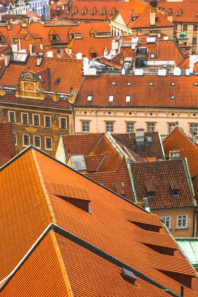 Panorama Pragi Stara Część Miasta Piękny Dachy Gontów Zabytkowych Budynków — Zdjęcie stockowe
